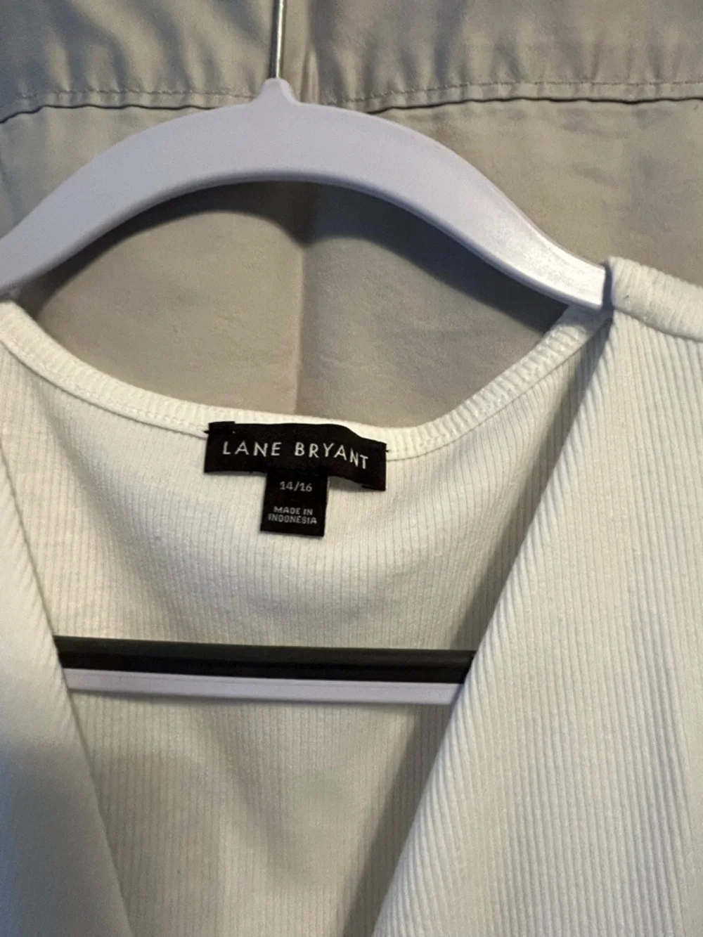 Lane Bryant White and Black Wrap-Front Long Sleeve Tops - Picture 6 of 7